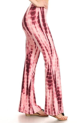Pink & Burgundy TieDye Flare Legged Pants