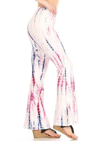 Pink & White TieDye Flare Legged Pants