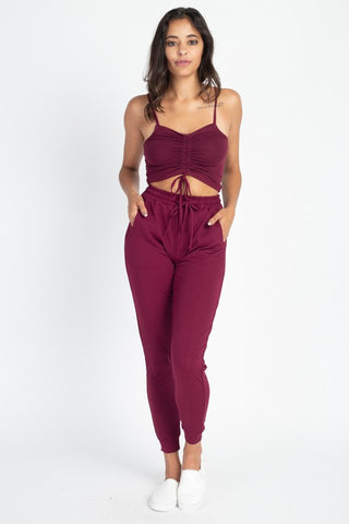 Burgundy Stretch Joggers