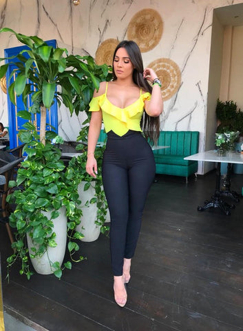 Black High Waist Tie Pants