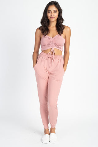Blush Pink Stretch Joggers