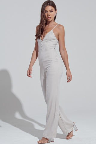 Deep V  Sliver Jumpsuit