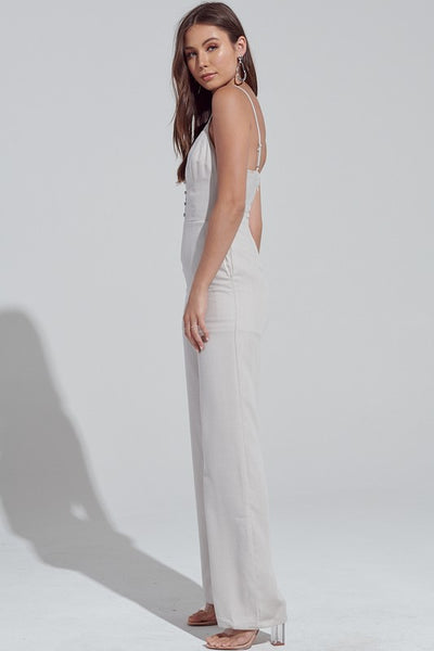 Deep V  Sliver Jumpsuit