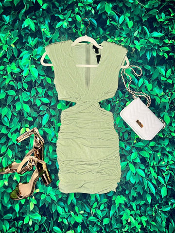 Sage Cutout Mini Dress