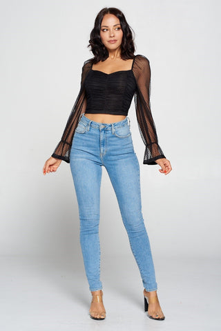 Onyx Long Sleeve Mesh Top