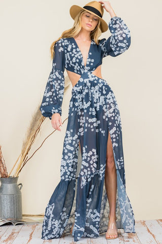 Long Sleeve Blossom Maxi