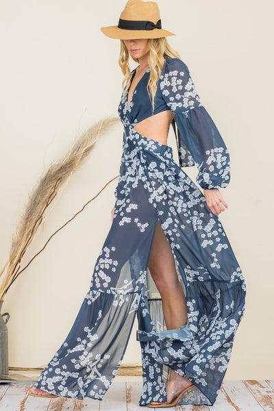 Long Sleeve Blossom Maxi