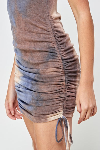 Geo Tie Dye Ruched Dress