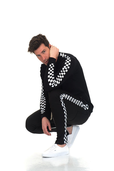 Black Checkered Long Sleeve Top