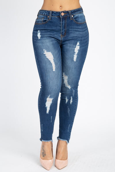 Distressed Skinny Jeans Medium Wash