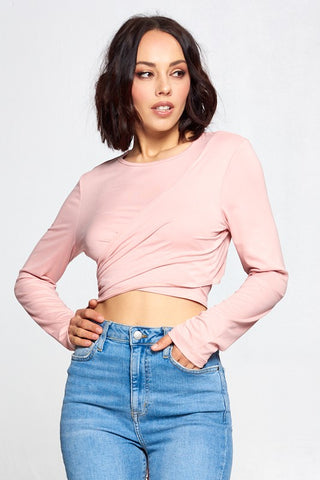 Yvette Pink Wrap Crop Top