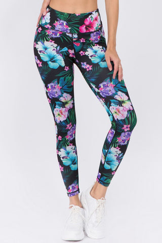 Tropical Print Active Leggings