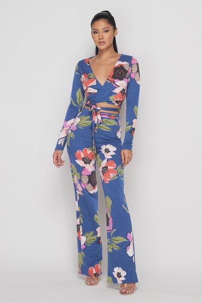 Blu Floral Pants Set