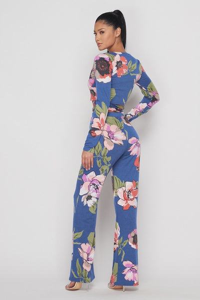 Blu Floral Pants Set