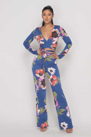 Blu Floral Pants Set