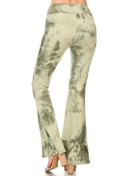 Green TieDye Flare Legged Pants