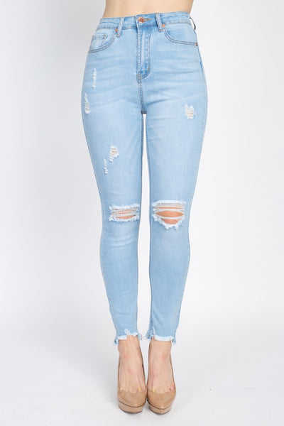 Distressed Skinny Jeans Light Wash