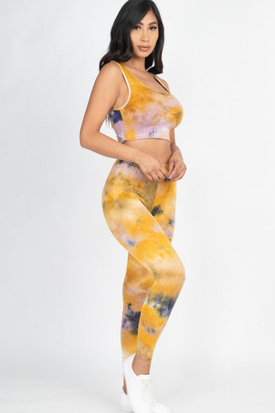 Sadie Mustard Tie Dye Leggings Set