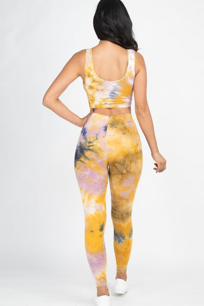 Sadie Mustard Tie Dye Leggings Set