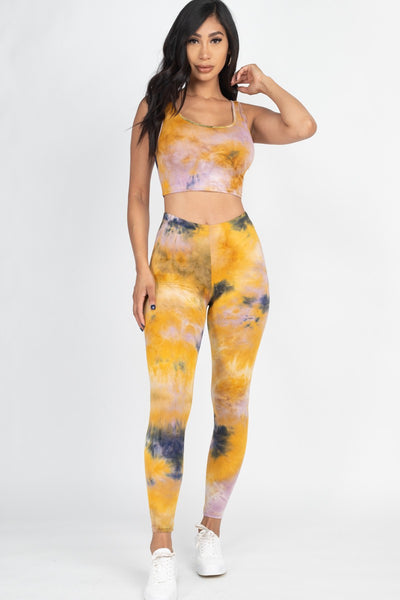 Sadie Mustard Tie Dye Leggings Set