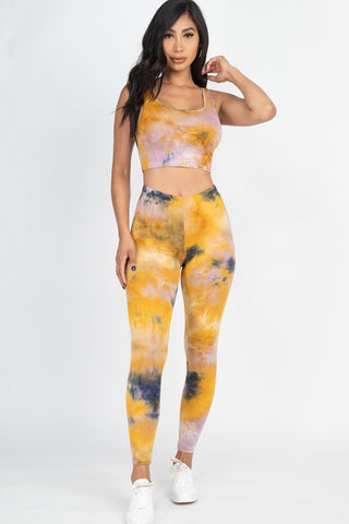 Sadie Mustard Tie Dye Leggings Set