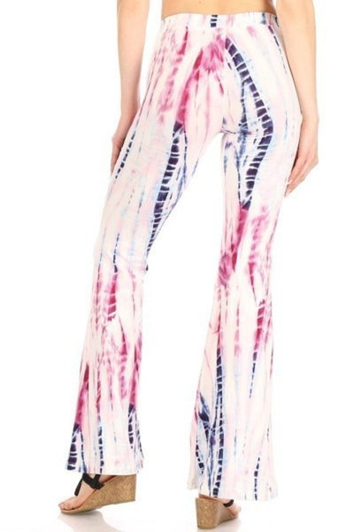 Pink & White TieDye Flare Legged Pants