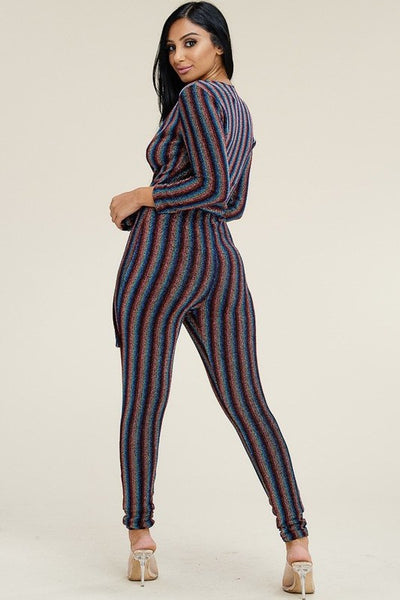 Striped Metallic Jumpsuit