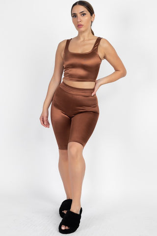Rust Tank and Biker Shorts Set