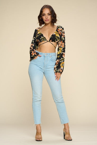 Wild Floral Print Crop Top