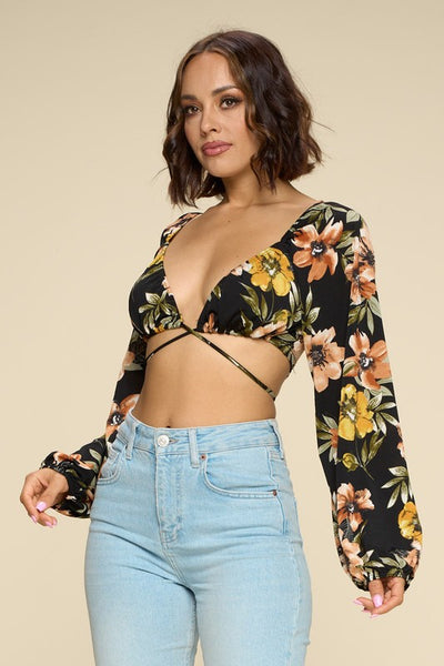 Wild Floral Print Crop Top